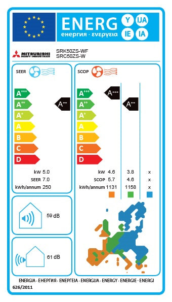 Wand single-split SRK50ZSX-WF 5,0 kW Wit inclusief ingebouwde wifi-module